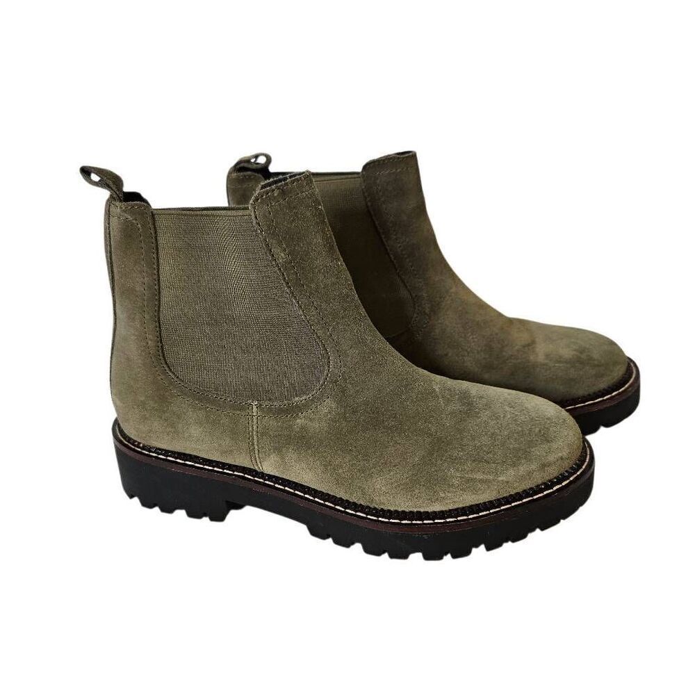 Caslon olive green suede Chelsea slip on booties. 7M